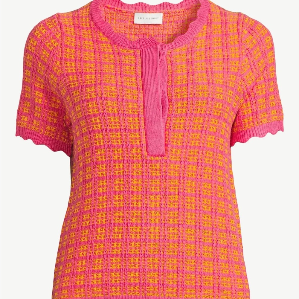 Free Assembly Women's Short Sleeve Tweed Sweater Tee, size small - Picture 2 of 9
